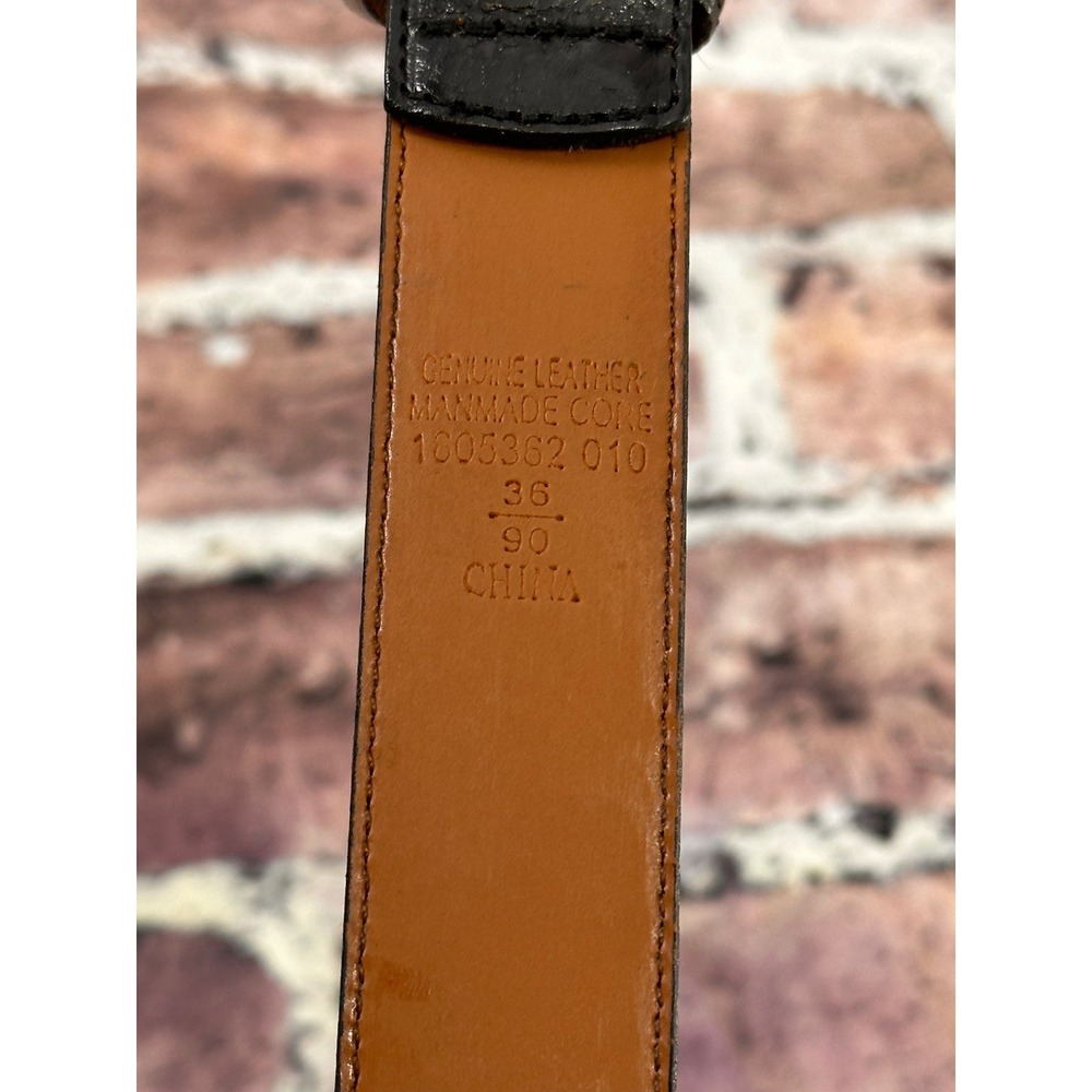 Mens Black Genuine Leather Belt Silver Buckle Size 36 1005362 010 - Picture 7 of 7